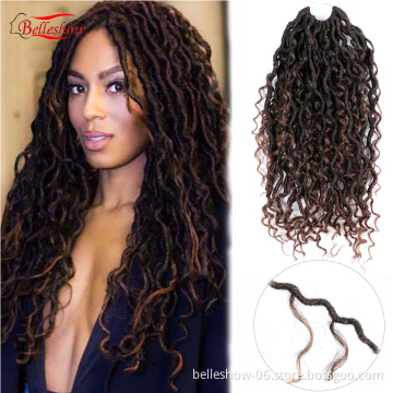 Hot sell Hot Sell New 18inch 24 strands double pack curly faux locs crochet hair goddess locs Crochet Hair River Faux Locs
